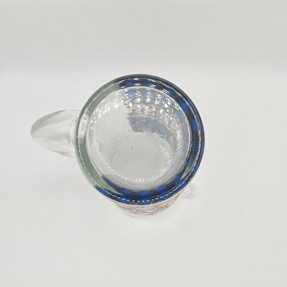 Vintage MCM West Virginia Glass Rainer 22K Gold & Blue Martini Pitcher Rare - Picture 5 of 8